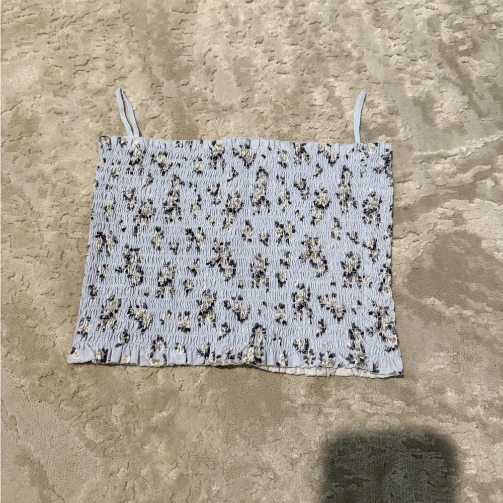 Garage White Smocked Crop Top